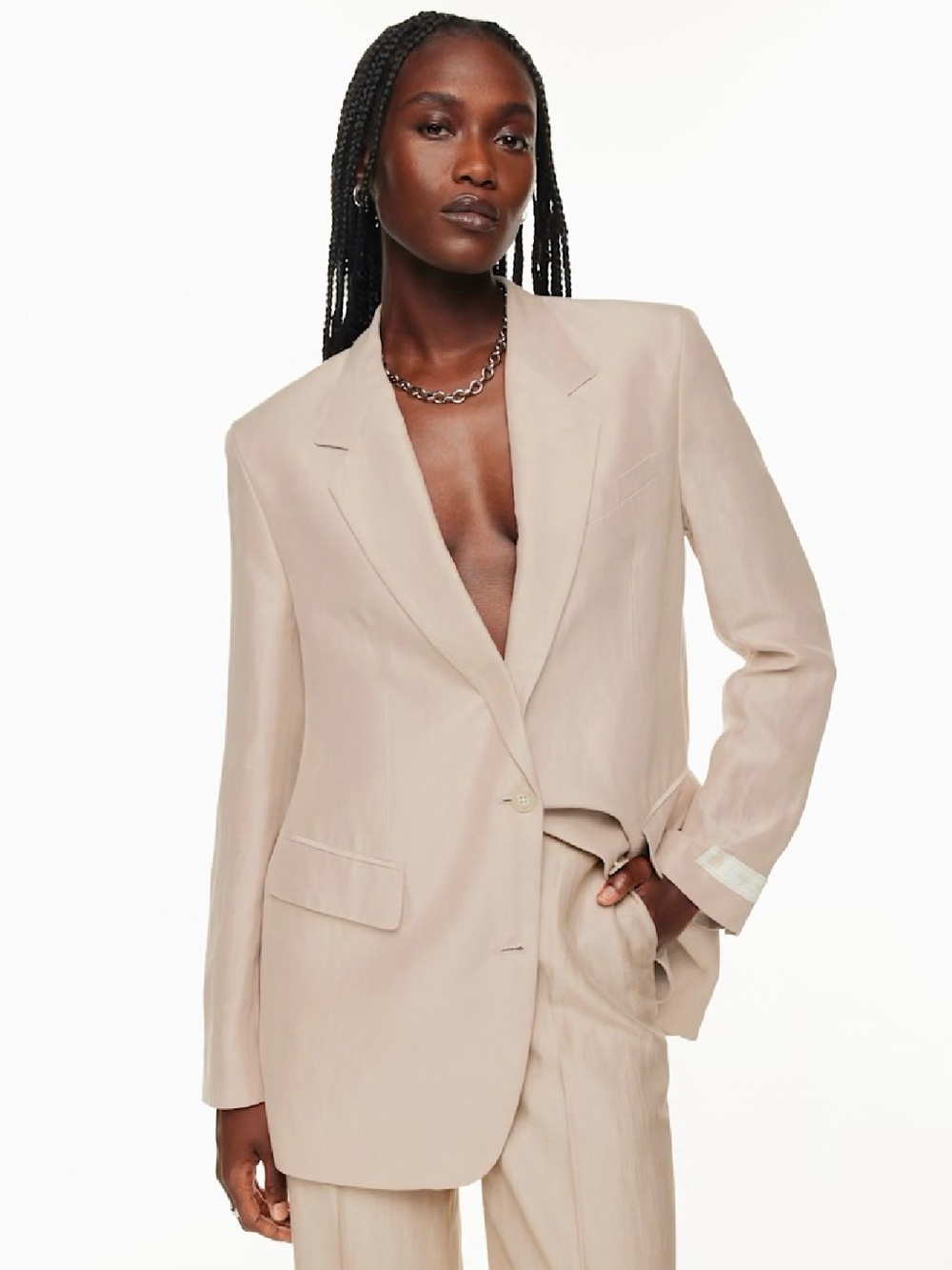 Aritzia Babaton Agency Linen Blazer LARGE